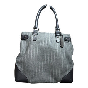 TUMI Chatham East West Satchel Bag Gray Pinstripe Wool & Leather MSRP $495 Italy